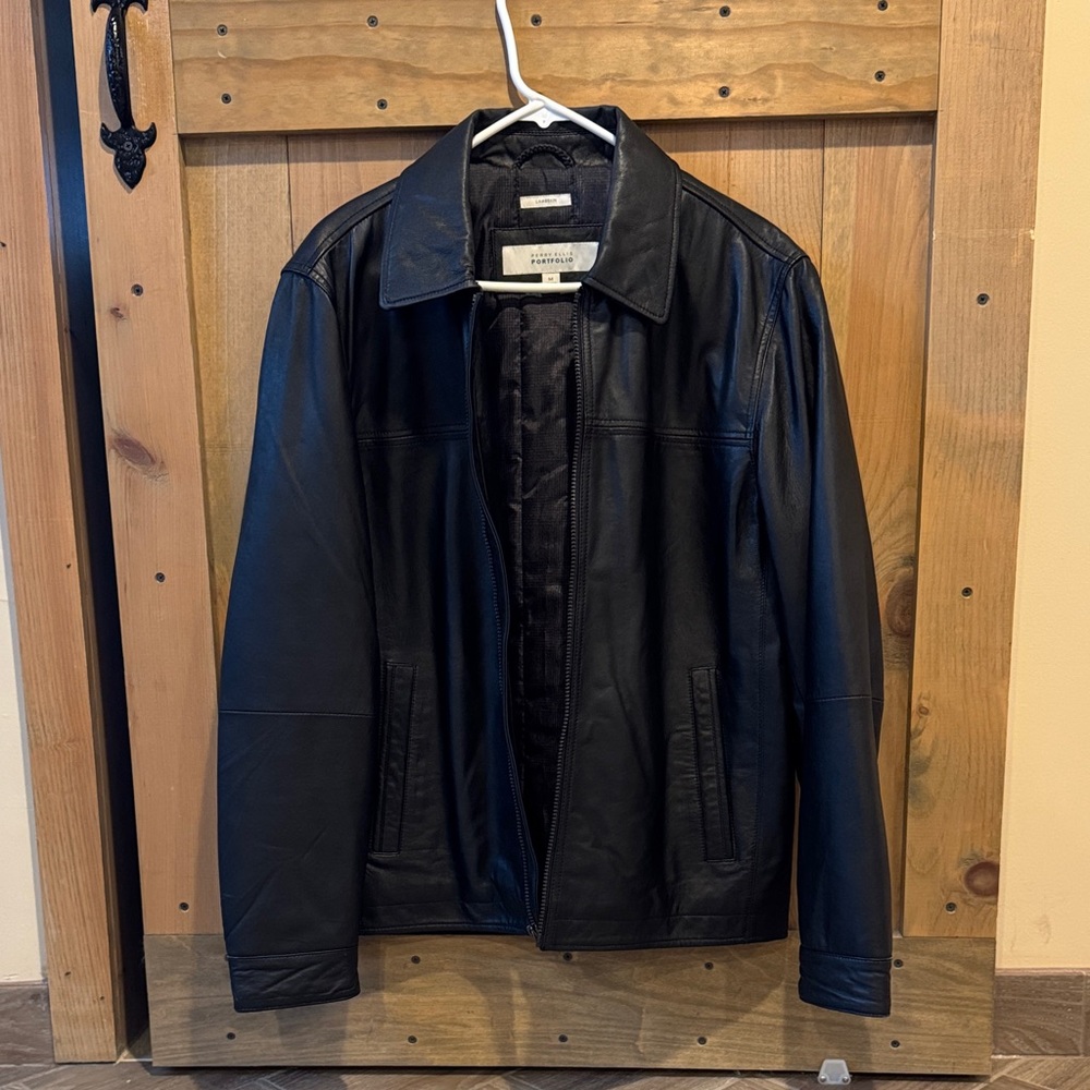 Perry Ellis Black Leather Jacket